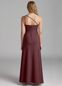 Azazie Mika Junior Robe Trapèze en Satin extensible Plissée Sangria image2