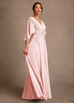 Azazie Tilda Mother of the Bride Dresses Blushing Pink A-Line Lace Chiffon Dress image3