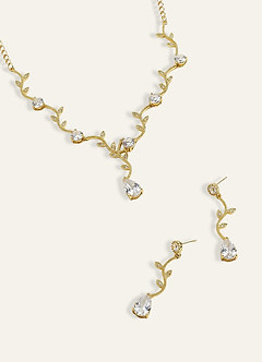 Wavy Crystal Vine Jewelry Set