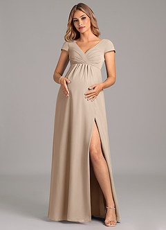 Azazie Allessia Maternity Bridesmaid Dresses A-Line Pleated Chiffon Floor-Length Dress image5