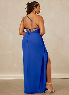 Christian Siriano Bridal for Azazie 1003 Bridesmaid Dresses Royal Blue Sheath One Shoulder Chiffon Dress image9