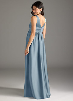 Azazie Yetta Maternity Bridesmaid Dresses A-Line Pleated Stretch Satin Floor-Length Dress image3