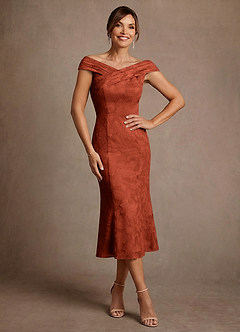 Azazie Keith Suknie dla Matki Panny Młodej Osłona Pofałdowany Kwiatowe wypalenie Długość herbaty Sukienka image1