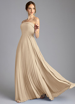 Azazie Mariana Bridesmaid Dresses Champagne A-Line Strapless Chiffon Dress image4