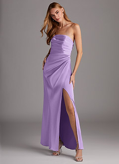 Azazie Lexie Final Sale Lilac Sheath Strapless Stretch Satin Convertible Dress image4