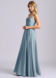 Azazie Truce Bridesmaid Dresses Dusty Blue A-Line Stretch Satin Dress image5