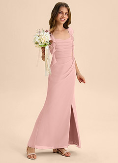 Azazie Jessamine Junior Rosette Mermaid Sweetheart Neckline Chiffon Dress image4