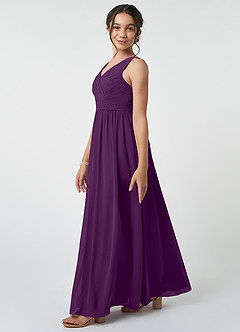 Azazie Kora Junior Grape A-Line Pleated Chiffon Dress image3