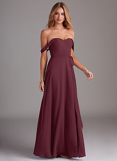Azazie Aaron Vestidos de damas de honor Vestido de Cabernet de Gasa de Corte en A Convertible con Vestidos sin tirantes image6