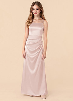Azazie Renna Junior Meerjungfrau-Linie Plissee Stretch-Satin Kleid Zartrosa image5