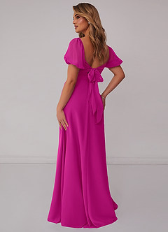 Barbie ♥ Azazie Bridesmaid Dresses Fuchsia A-Line Pleated Chiffon Dress image2