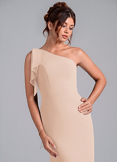 Azazie Rinna Bridesmaid Dresses English Rose Mermaid One Shoulder Chiffon Dress image6