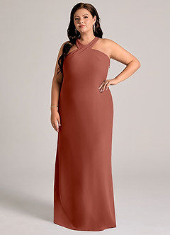 Azazie Doretta Abiti da Damigella Abito Sirena in Chiffon Plissettato Auburn image8