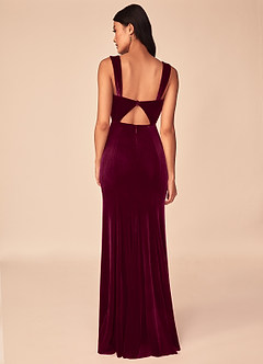 Azazie Lanessa Bridesmaid Dresses Cabernet Mermaid V-Neck Keyhole Back Velvet Dress image2
