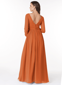 Azazie Teton Abiti da damigella d'onore premaman Abito A-Line Manica Lunga Chiffon Floor-Length image2