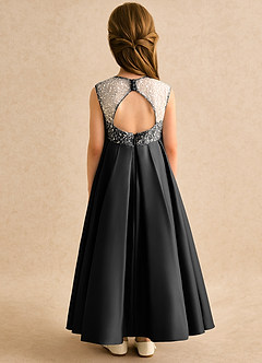 Azazie Candy Girl Final Sale Champagne Ball-Gown Bow Matte Satin Dress image2