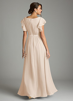 Azazie Daphne Modest Bridesmaid Dresses A-Line Ruffled Chiffon Floor-Length Dress image2
