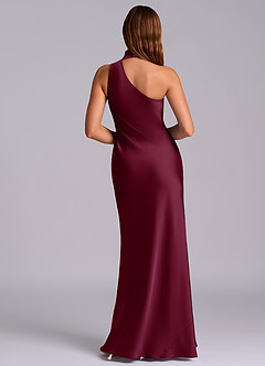 Azazie Seona Abiti da Damigella Abito Sirena in Raso Elasticizzato Monospalla Gelso image4