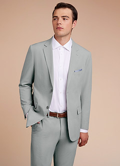 front Miles Light Grey Seersucker Suit Jacket
