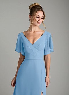 Azazie Ambrosia Bridesmaid Dresses Powder Blue A-Line Pleated Chiffon Dress image3
