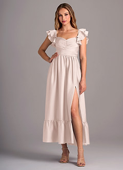 Azazie Anaya Bridesmaid Dresses Blushing Pink A-Line Sweetheart Neckline Stretch Satin Convertible Dress image5