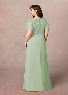 Azazie Singer Mother of the Bride Dresses Dusty Sage A-Line V-Neck Lace Chiffon Dress image9