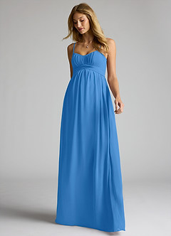 Azazie Llana Brautjungfernkleider für Schwangere A-Linie Chiffon Bodenlänge Kleid image3