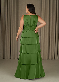 Azazie Viola Mother of the Bride Dresses Basil A-Line Pleated Stretch Satin Dress image7