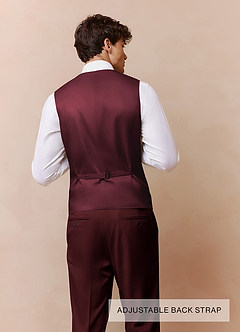 front Savile Burgundy Wool Blend 3-Piece Suit
