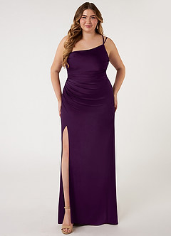 Azazie Eren Jurken voor bruidsmeisjes Jurk van Stretch Satijn met Zeemeermin One-Shoulder Druif image6