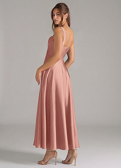 Azazie Shaude Bridesmaid Dresses Rosette A-Line Pleated Stretch Satin Dress image7