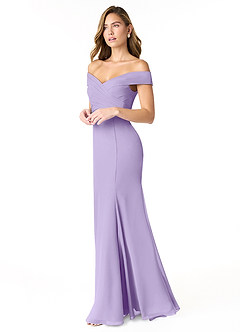 Azazie Lecia Bridesmaid Dresses Lilac Empire Off-The-Shoulder Pleated Chiffon Convertible Dress image3