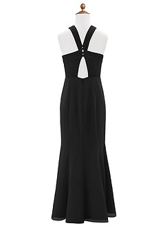 Azazie Rue Junior Vestido de Negro de Gasa de Sirena con Corte Lateral image7