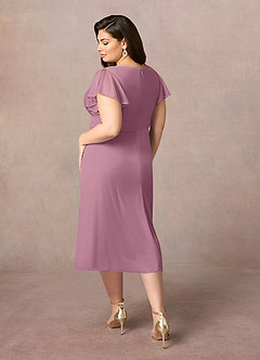 Azazie Vera Mother of the Bride Dresses Vintage Mauve A-Line V-Neck Pleated Mesh Dress image8