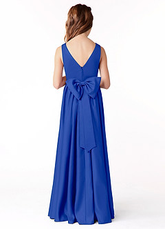 Azazie Hathaway Junior Royal Blue A-Line Bow Matte Satin Dress image2