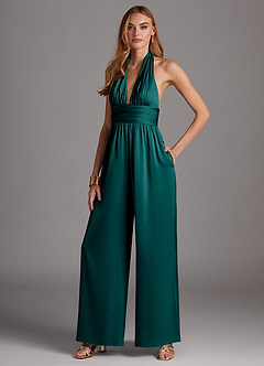 Azazie Oli Brudtärnklänningar Jumpsuit av i Stretch Satin Plisserad image4