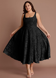 Amalie Black A-line Midi Dress image10