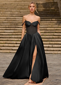 Heartshape Black Corset Satin Prom Dress image6
