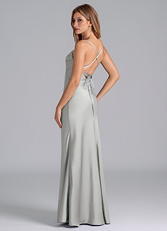 Azazie Seema Brautjungfernkleider Meerjungfrau-Linie Korsett Stretch-Satin Kleid Silber image6