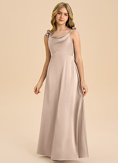 Azazie Gumdrop Junior English Rose Empire Pleated Stretch Satin Dress image3