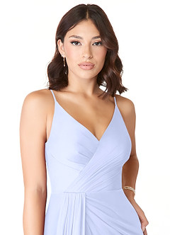 Azazie Evalin Vestidos de madrinha de casamento Vestir Lavanda de Malha de Linha A com Plissado image5
