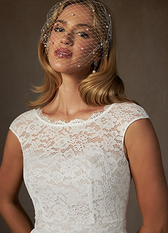 Azazie Ginnie Abiti da Sposa Abito A-Line in Pizzo Bianco Diamante image7