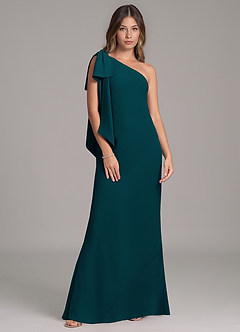 Azazie Capri Bridesmaid Dresses Pine A-Line One Shoulder Chiffon Dress image6
