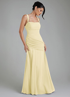 Azazie Toya Bridesmaid Dresses Lemon Sorbet A-Line Corset Chiffon Dress image5