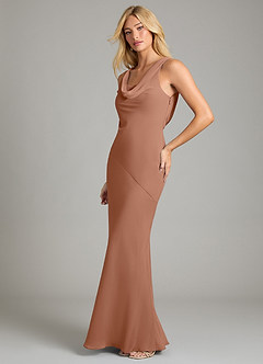 Azazie Rylina Vestidos de damas de honor Vestido de Bronceador de Gasa de Corte Sirena con Plisado image4