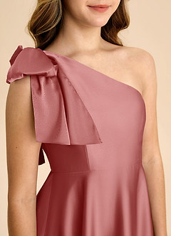 Azazie Penguin Junior Abito A-Line in Raso Elasticizzato Fiocco Rosa Antica image7