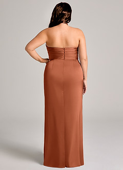 Azazie Jemma Jurken voor bruidsmeisjes Jurk van Stretch Satijn met Kolom Geplooid Ceder Roos image12