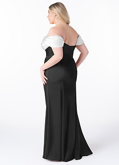 Azazie Amyra 신부 들러리 드레스 인어 오프 더 숄더 스트레치 새틴 바닥 길이 드레스 image12