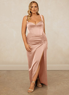 Christian Siriano Bridal for Azazie 1017 Bridesmaid Dresses Rose Gold Sheath Sweetheart Neckline Stretch Satin Dress image9