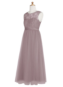 Azazie Georgette A-Line Lace Tulle Floor-Length Dress image10